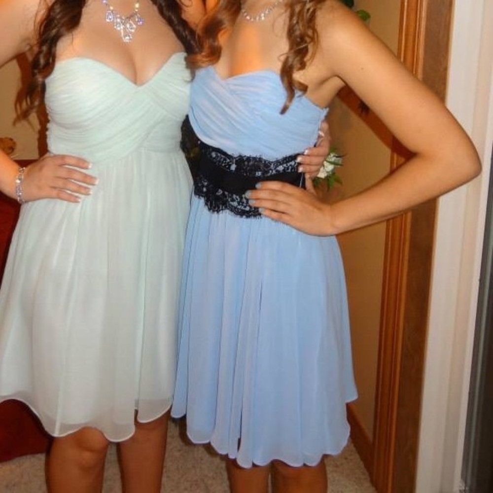 Blue and Black Lace Homecoming Dress